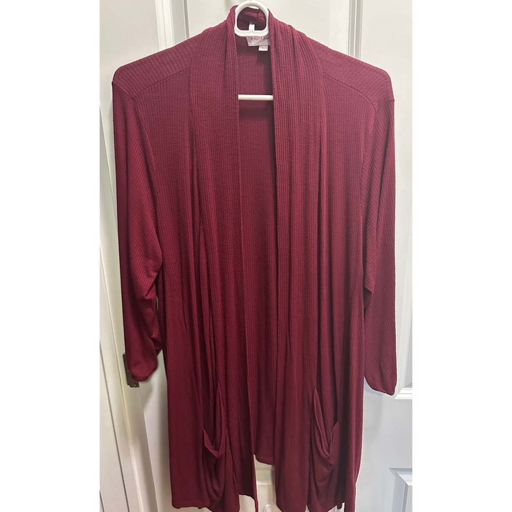 MOLLY & ISADORA crimson red open cardigan 3/4 sleeve size 1XL